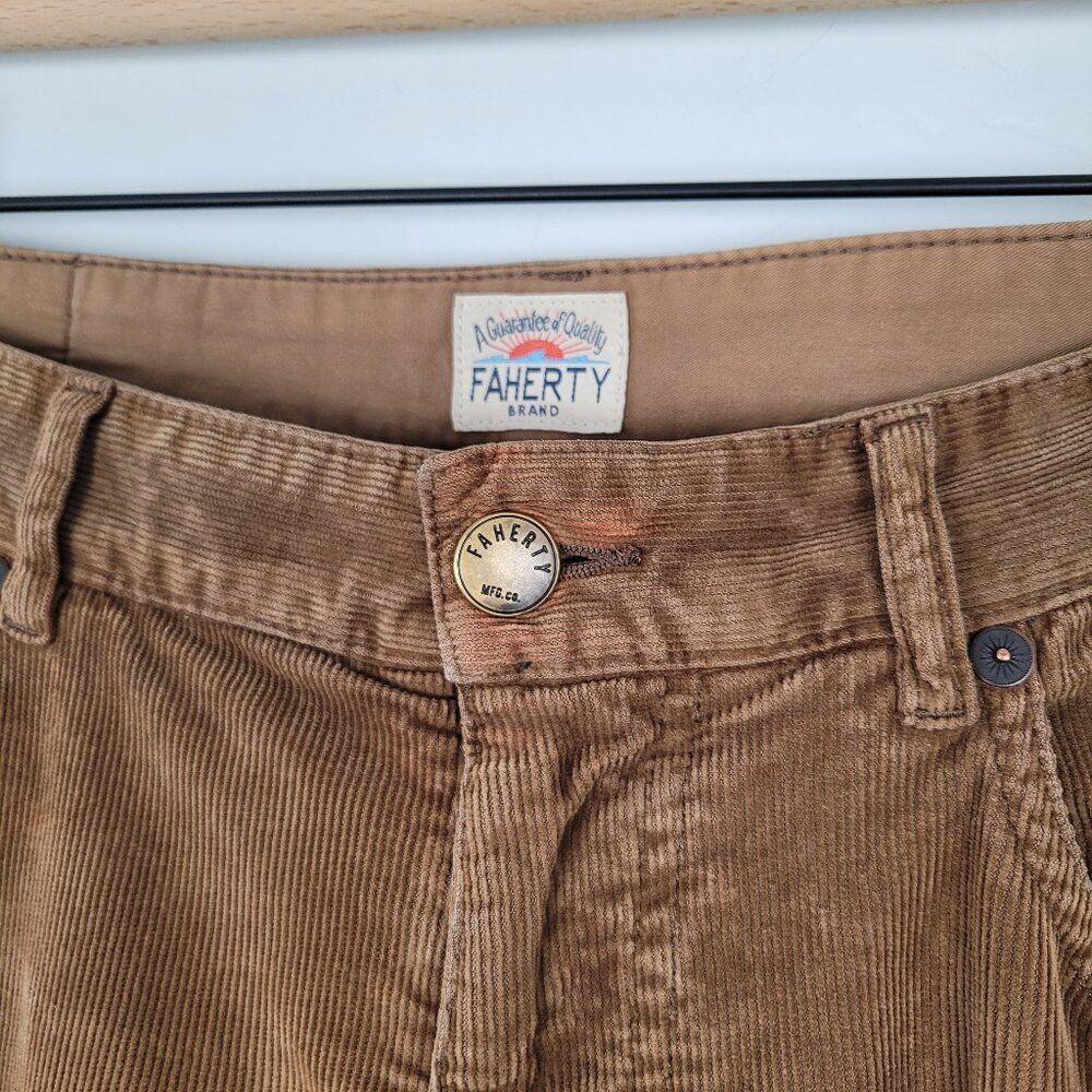 Faherty Size 32x31 Stretch Corduroy 5 pocket Pants In Timber Brown - Picture 7 of 16